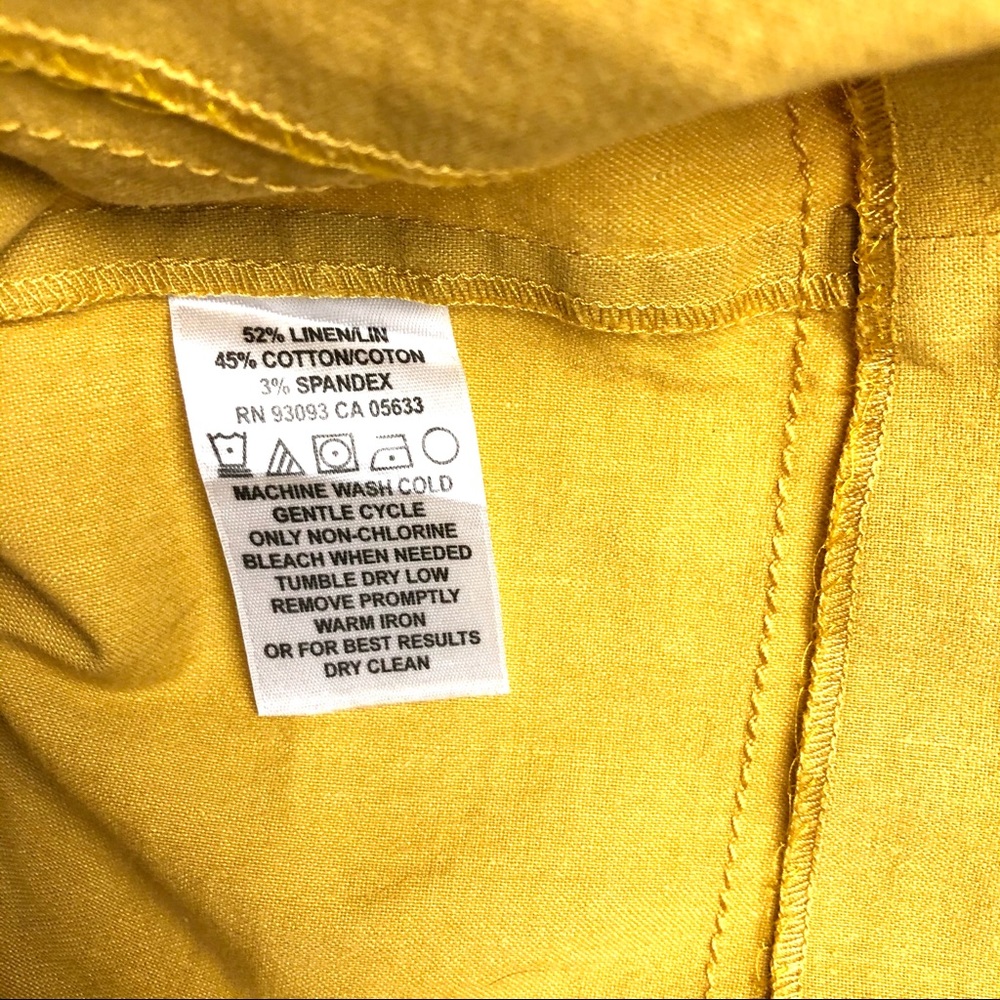 🌹Nic & Zoe Mustard Color Linen Blend Skirt - Picture 5 of 5